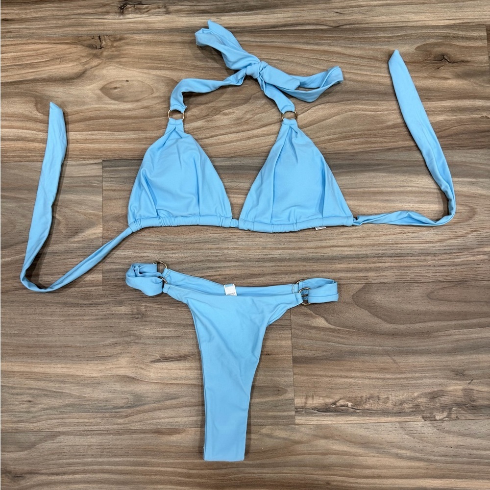 Light Blue Ring-Detail Bikini Set